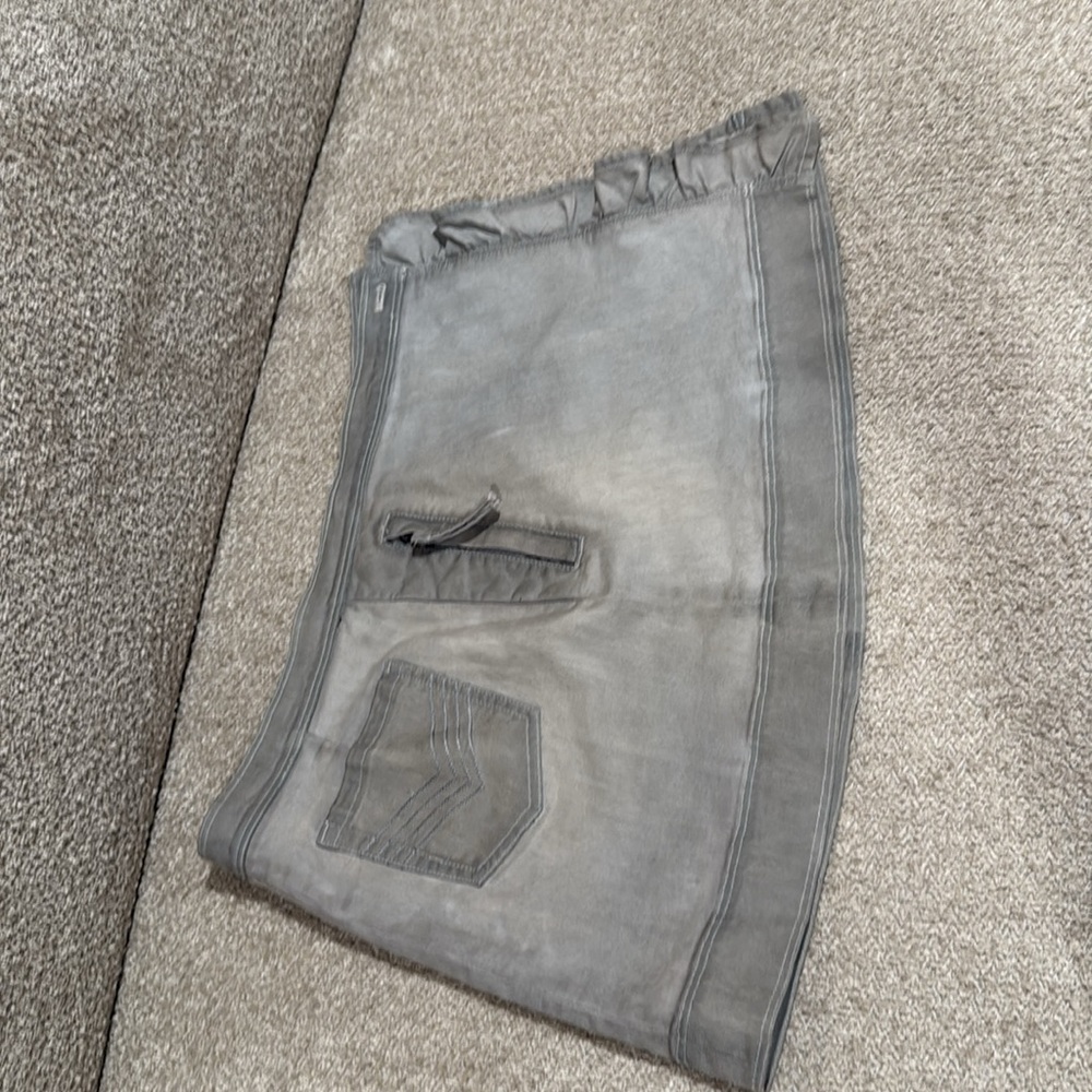 Cache Gray Asymmetrical Ruffled Wrap Mini Jeans Skirt - Picture 16 of 16
